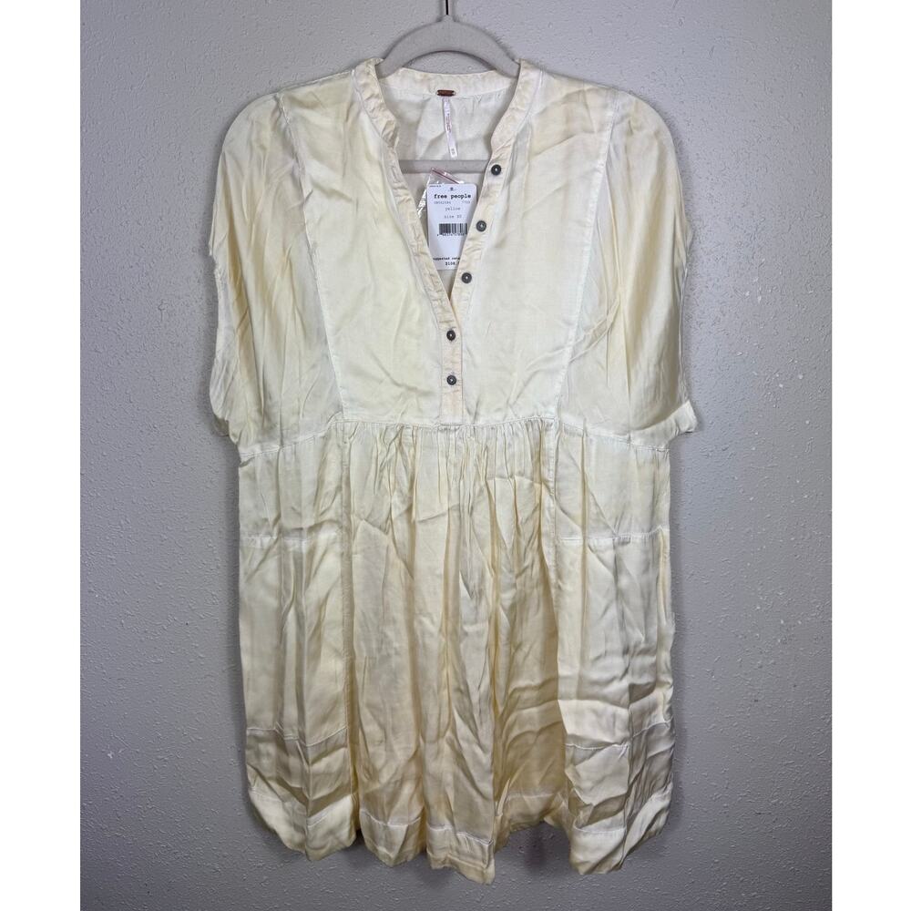 NWT Free People Rowan Butter Yellow Mini Dress Womens Size XS